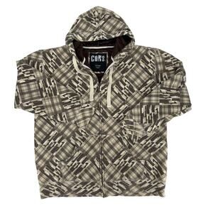 C1R3 Men's Brown Plaid Full-Zip Hoodie - Size 2XL